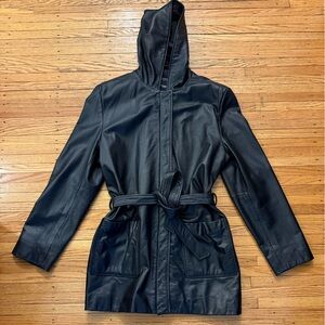 Colebrook & Co Black Leather Trench Coat